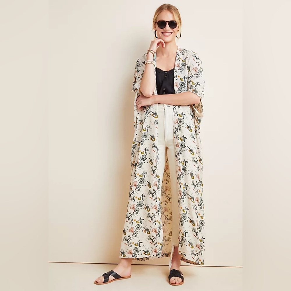 Bel Kazan Sadie kimono duster Anthropologie cream one size outerwear boho OS